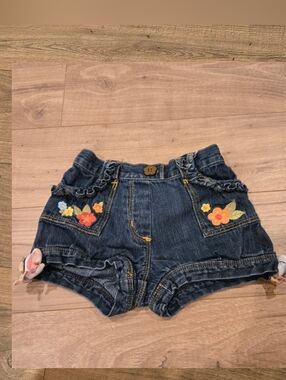 🌺 VINTAGE Gymboree Tropical Paradise Denim Shorts Size 6-12M🌺